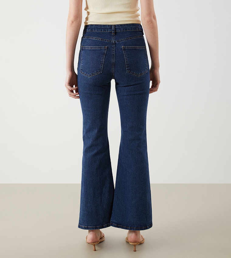 جينز فلير باهت بخصر متوسط 