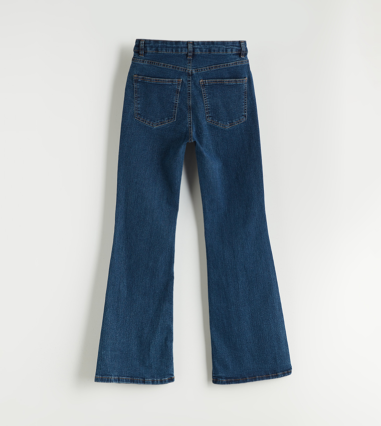 جينز فلير باهت بخصر متوسط 