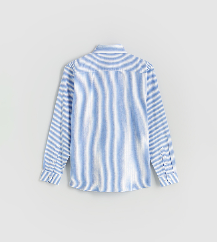 قميص كاجوال مخطط كم طويل 