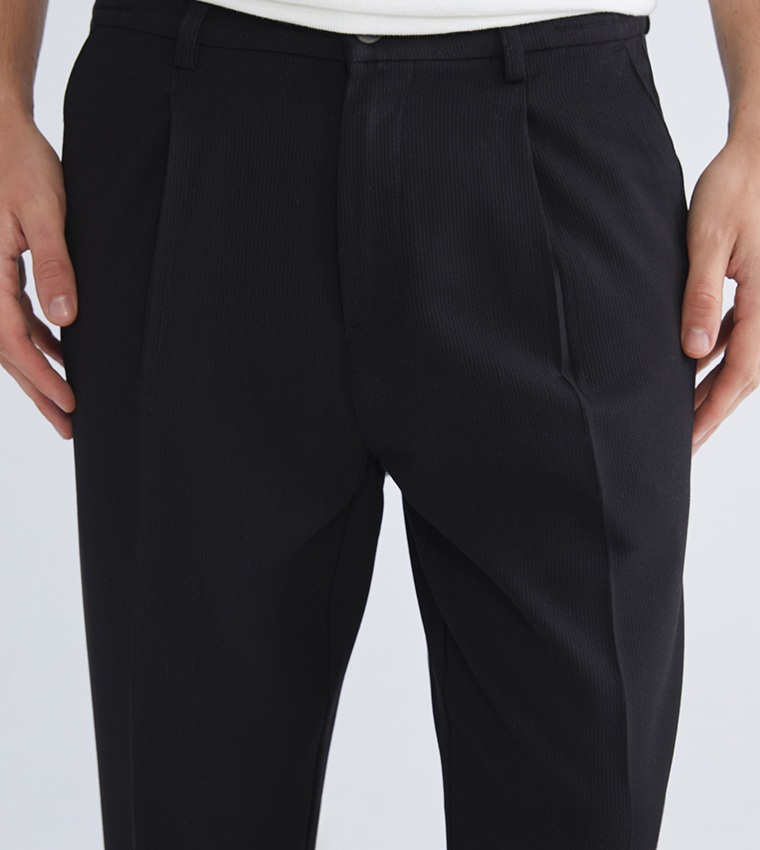 Pleat Detail Slim Fit Trousers