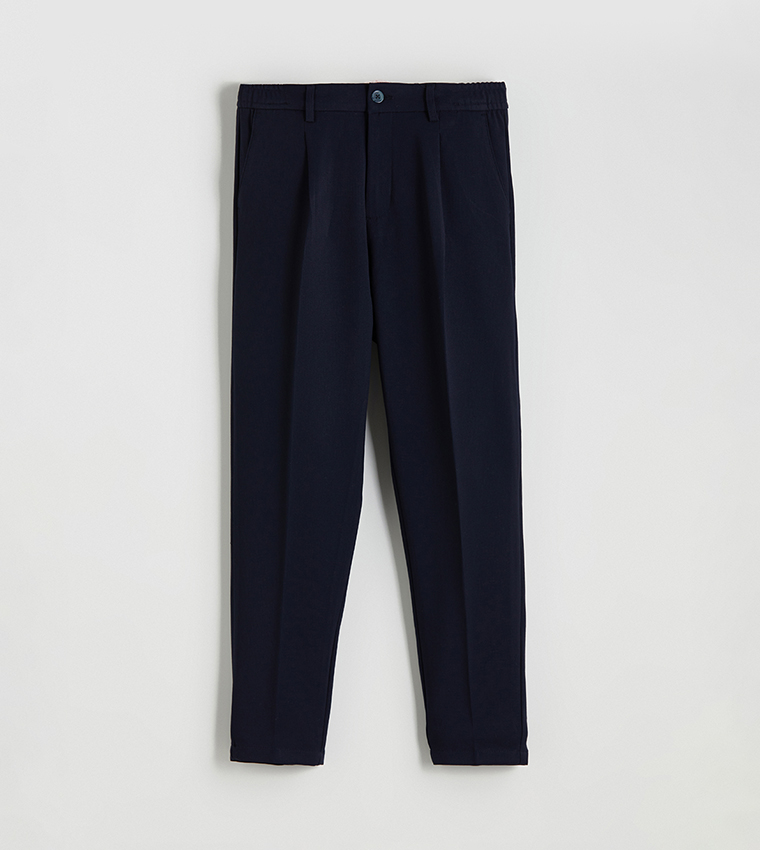 Solid Mid Rise Slim Fit Trousers