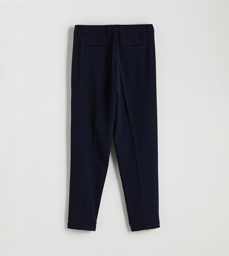Solid Mid Rise Slim Fit Trousers