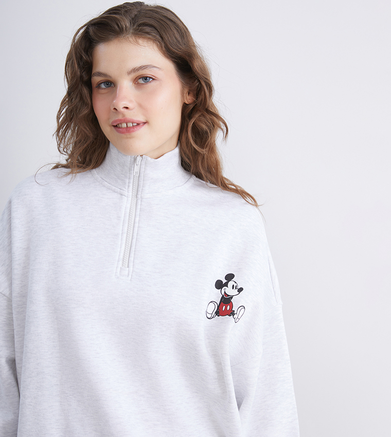 Mickey Mouse Printed High Neck Sweatshirt