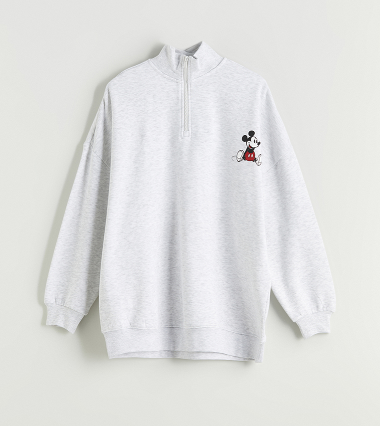 Mickey Mouse Printed High Neck Sweatshirt