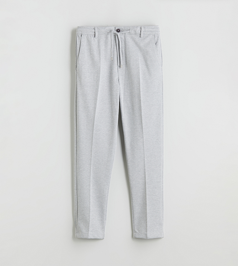 Solid Mid Rise Slim Fit Trousers