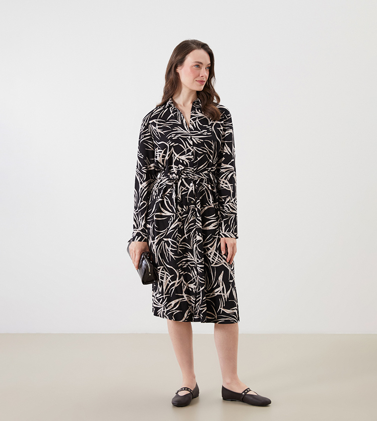 Printed Long Sleeves Mini Dress