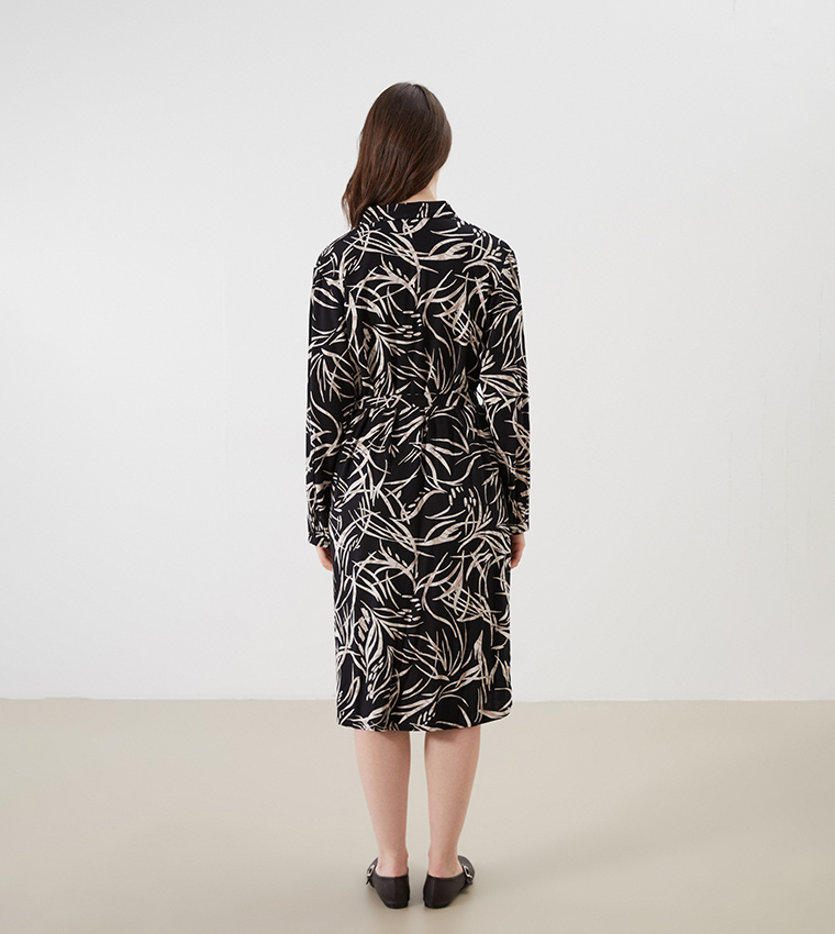 Printed Long Sleeves Mini Dress