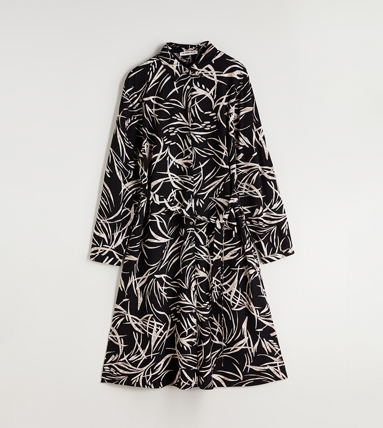 Printed Long Sleeves Mini Dress