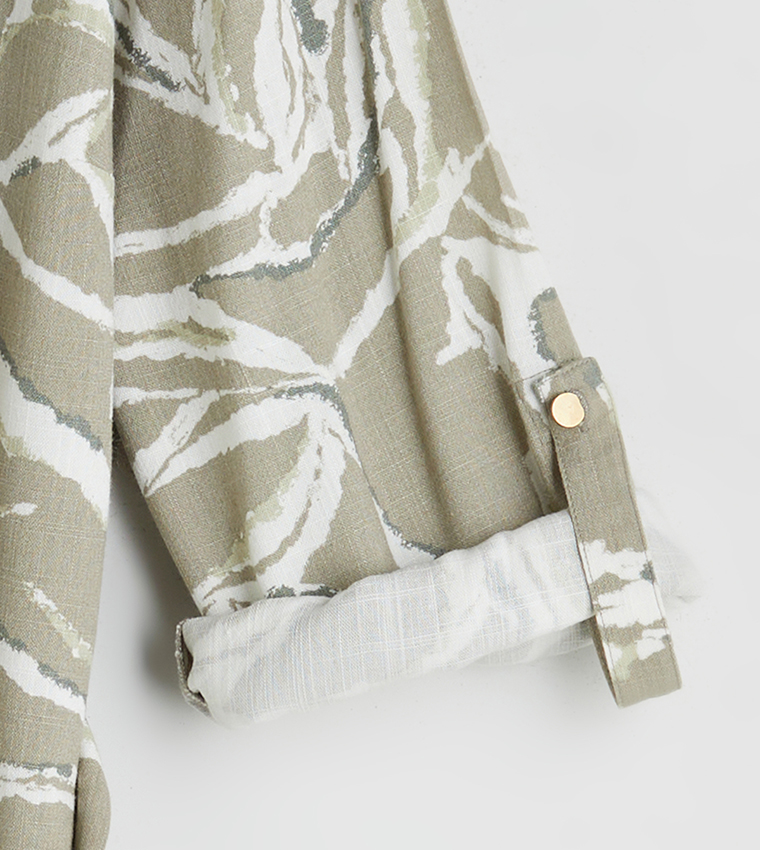Patterned Long Sleeves Midi Dress