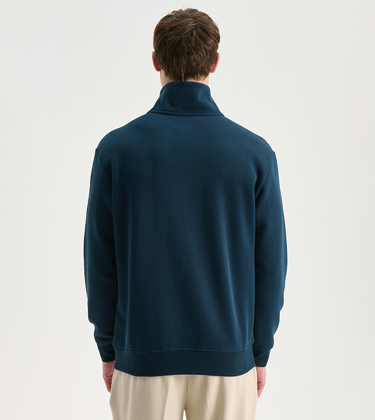 Half-Zipper High Neck Thick Sweatshirt