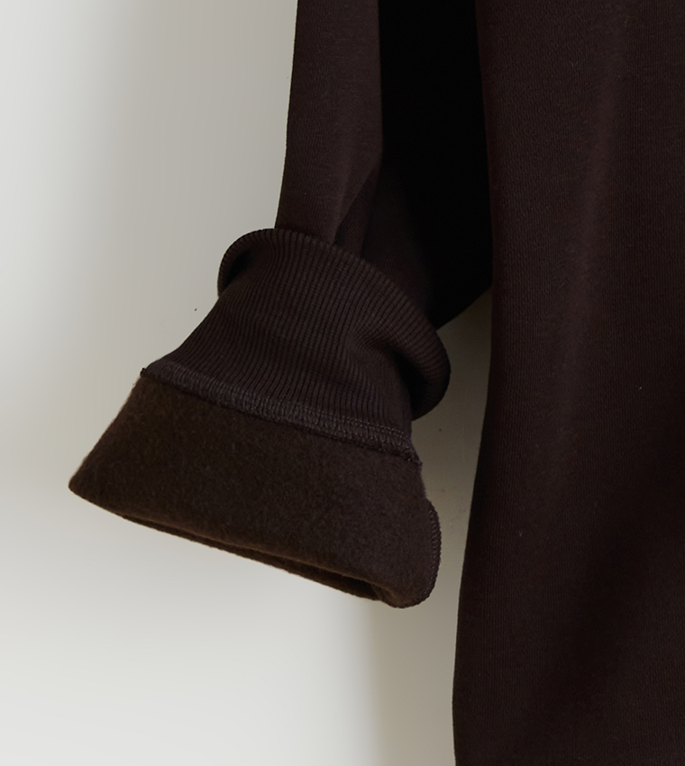 Zippered Funnel Neck Thick Sweatshirt