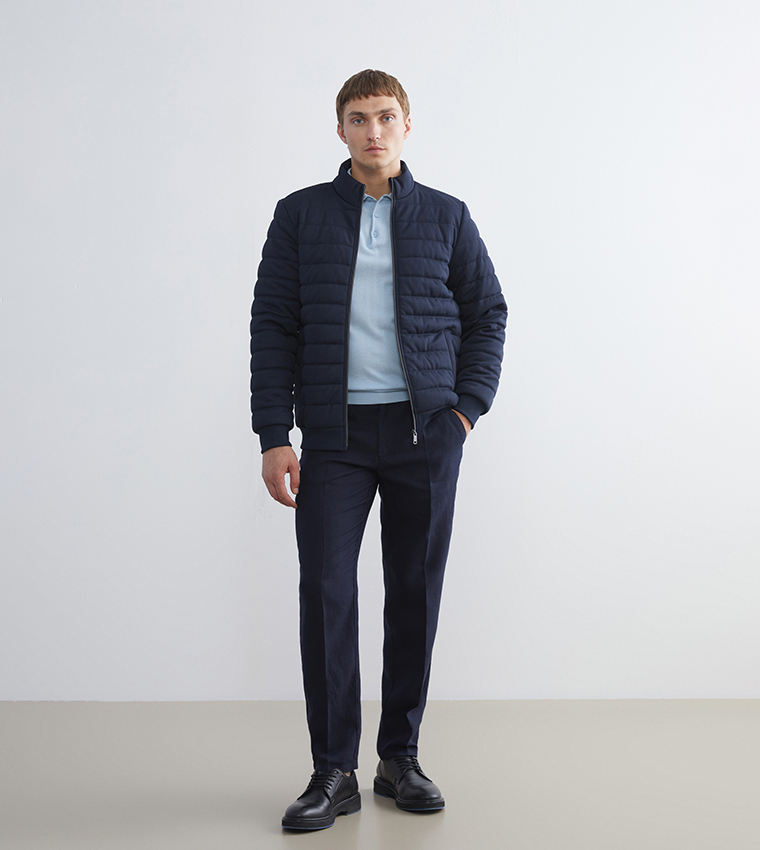 Solid Long Sleeves Puffer Jacket