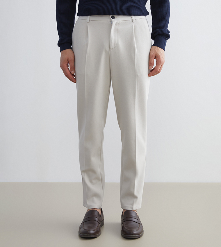 Pleat Detail Tapered Fit Trousers