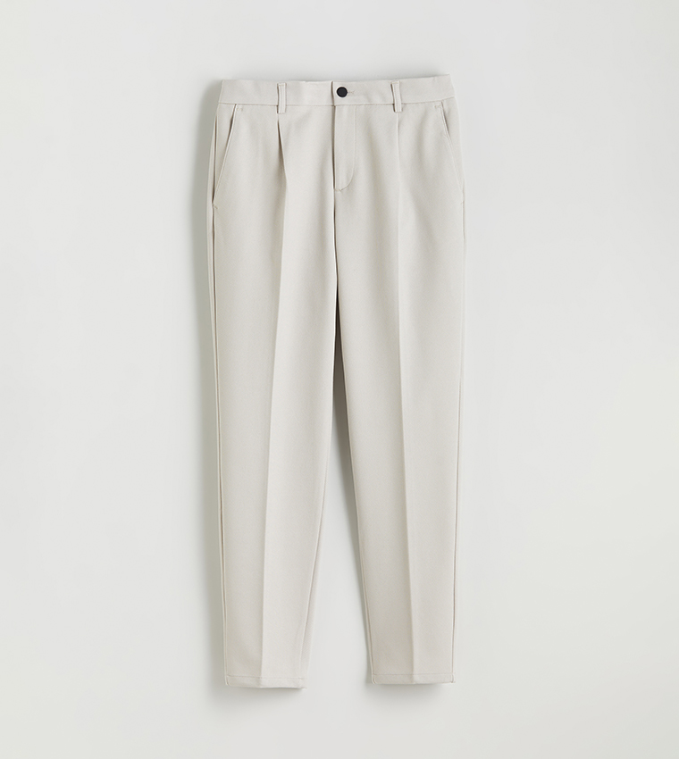 Pleat Detail Tapered Fit Trousers