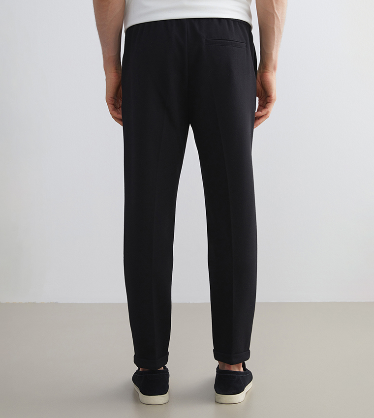 Drawstring Waist Slim Fit Trousers