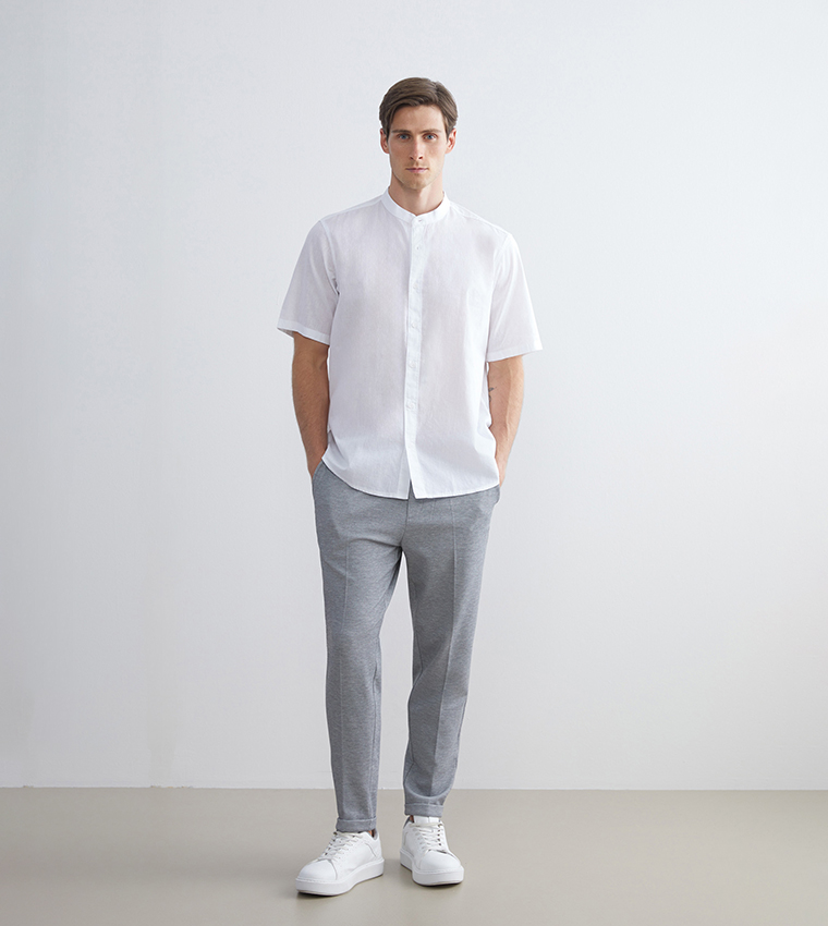 Drawstring Waist Slim Fit Trousers