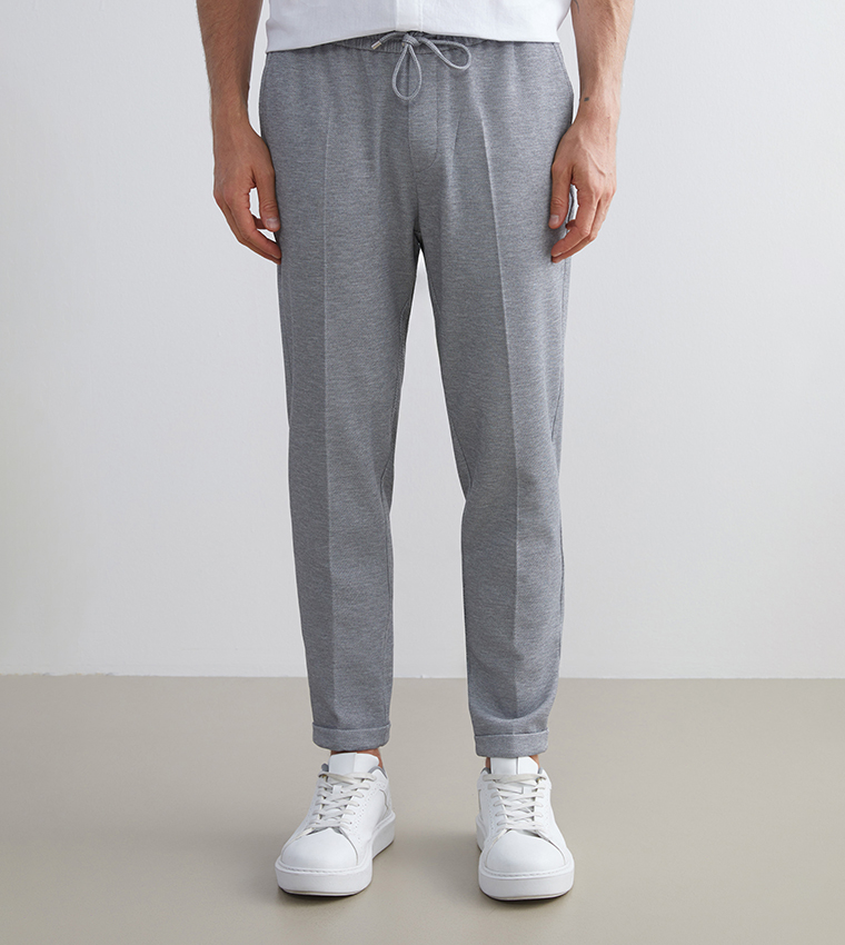 Drawstring Waist Slim Fit Trousers