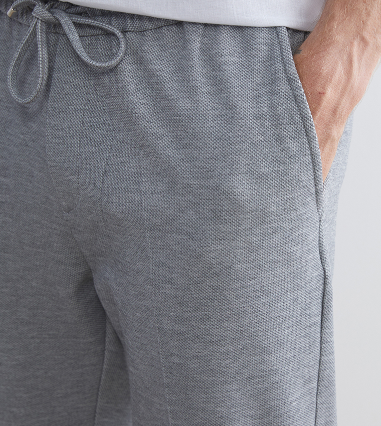 Drawstring Waist Slim Fit Trousers