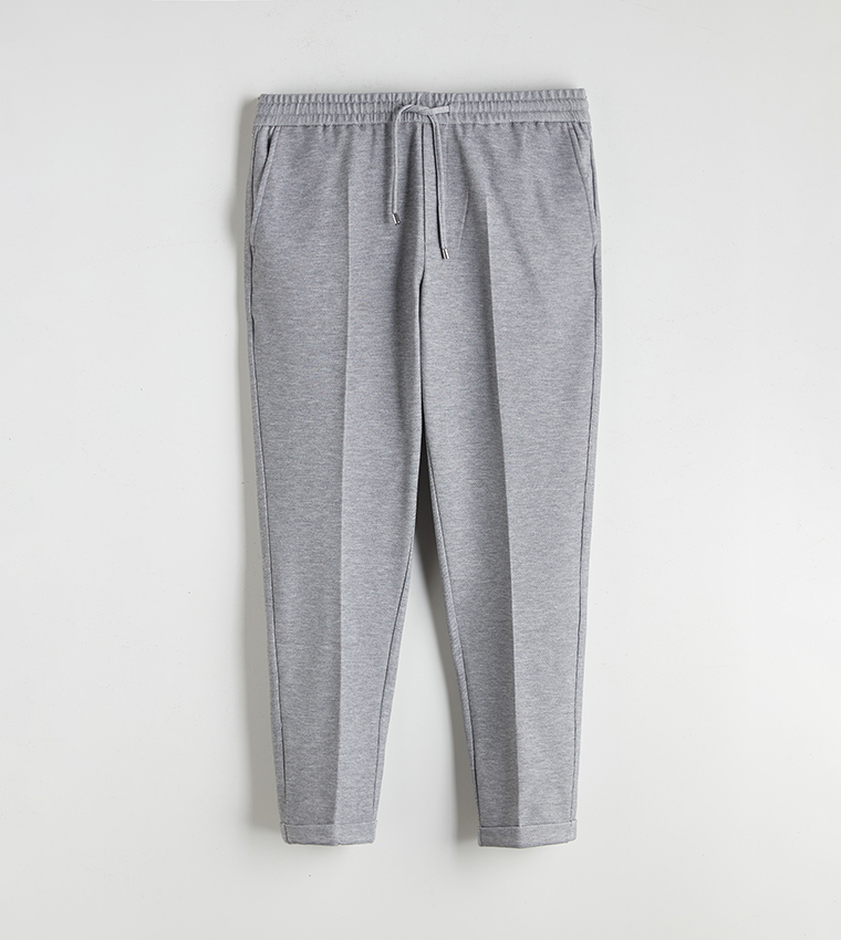 Drawstring Waist Slim Fit Trousers