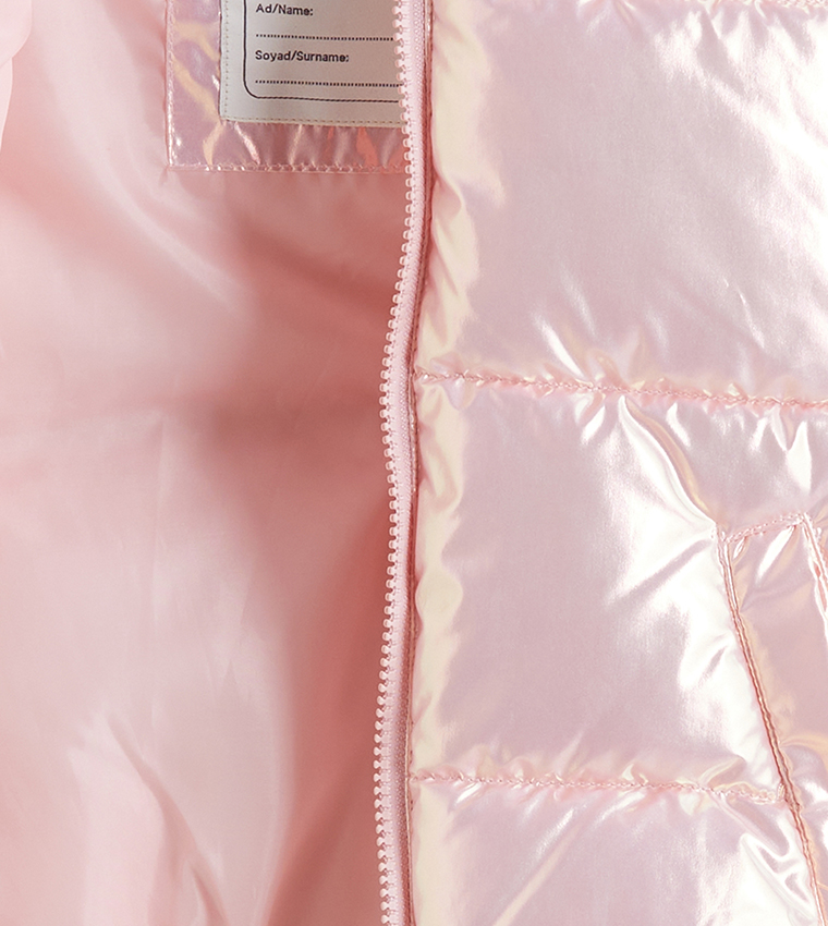 Metallic Zip-Through Hooded Puffer Gilet