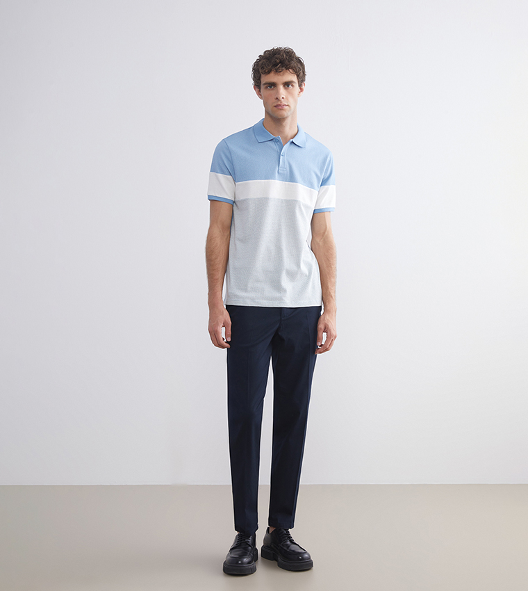 Color Block Short Sleeves Polo T-Shirt