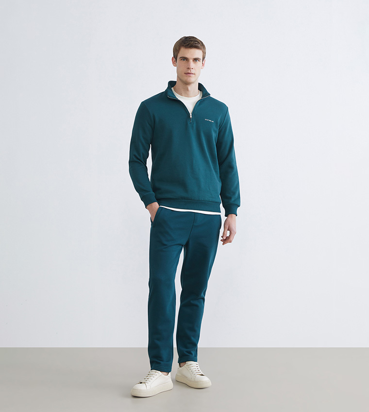 Printed Funnel Neck Thick Sweatshirt