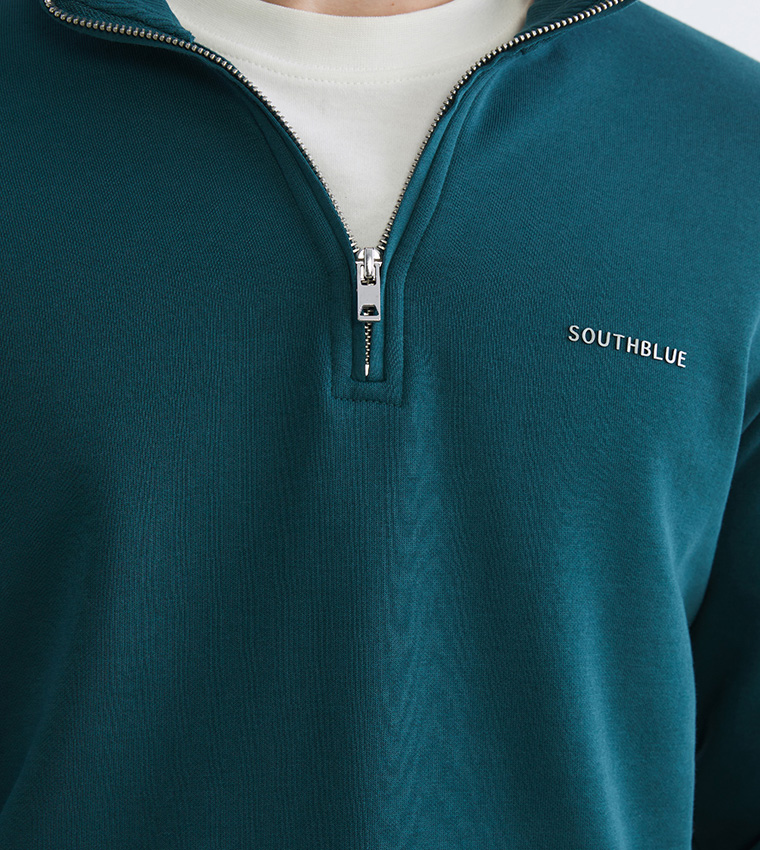 Printed Funnel Neck Thick Sweatshirt