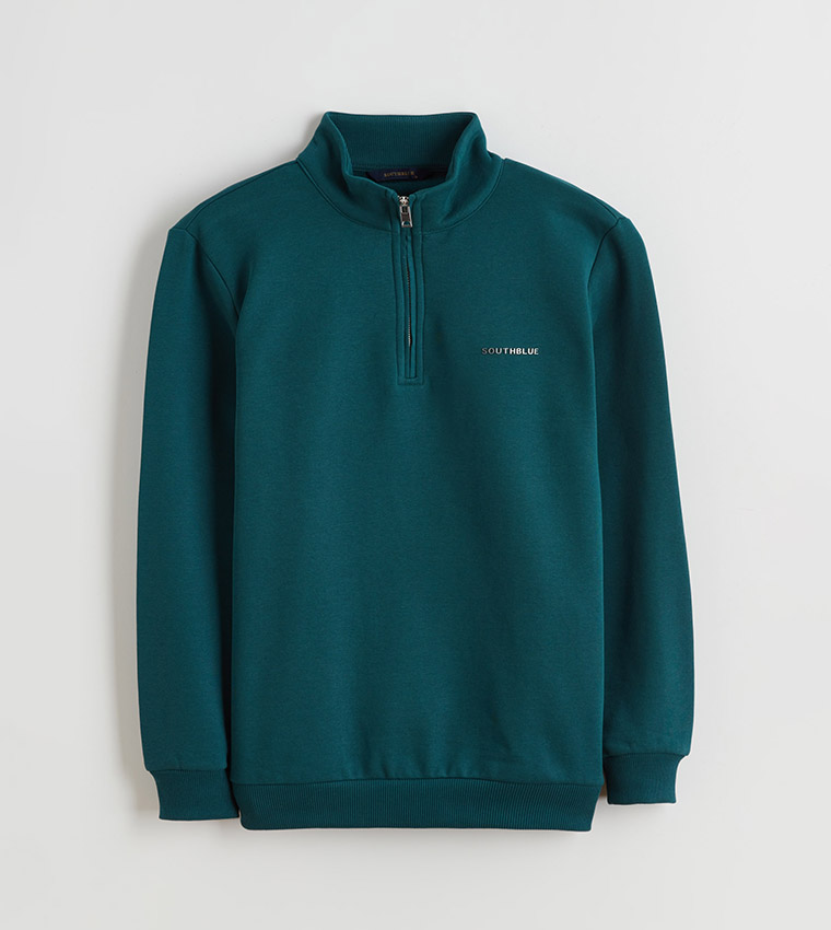 Printed Funnel Neck Thick Sweatshirt