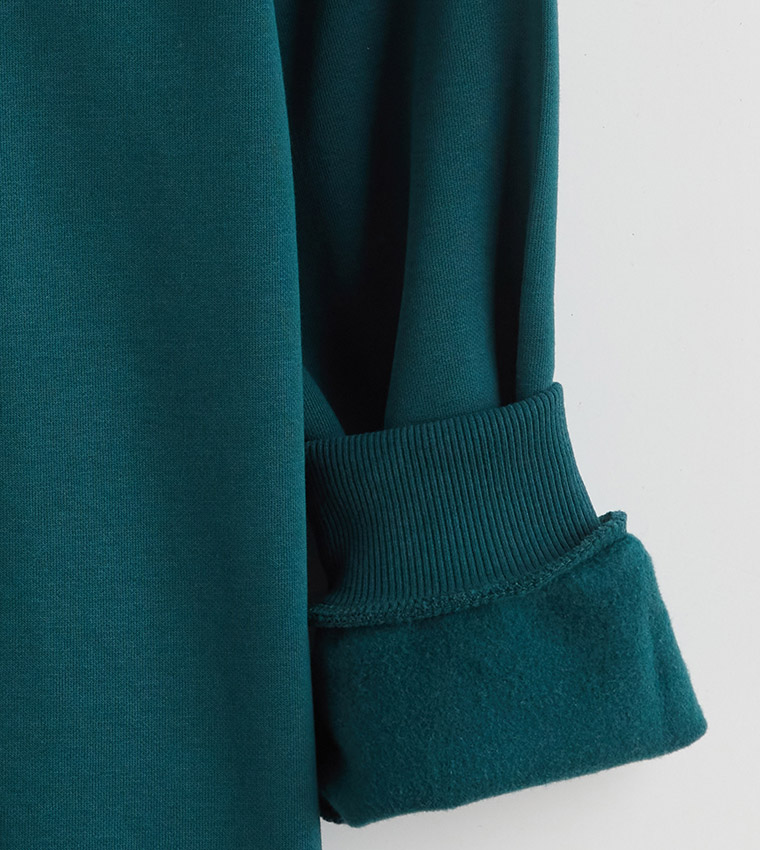 Printed Funnel Neck Thick Sweatshirt