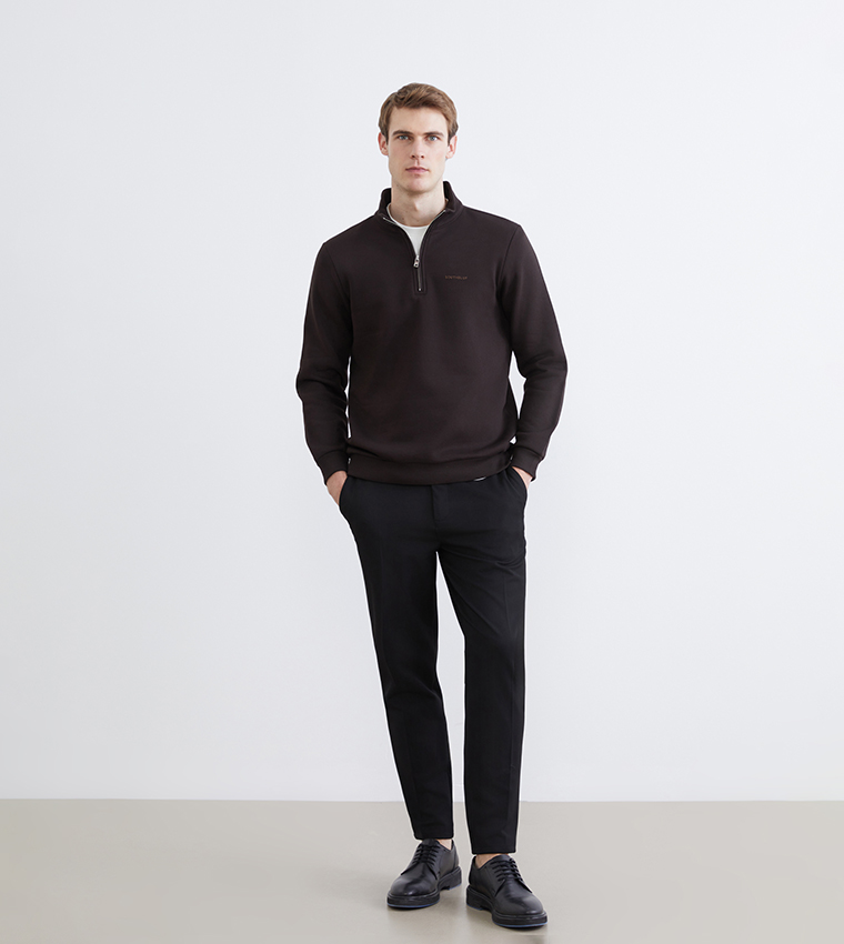 Printed Funnel Neck Thick Sweatshirt