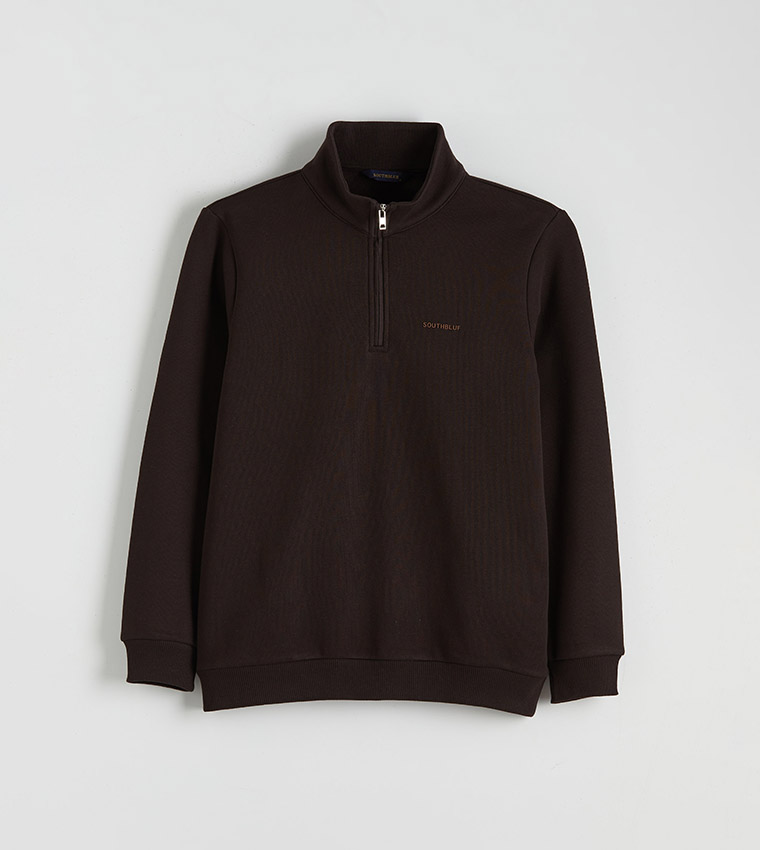 Printed Funnel Neck Thick Sweatshirt