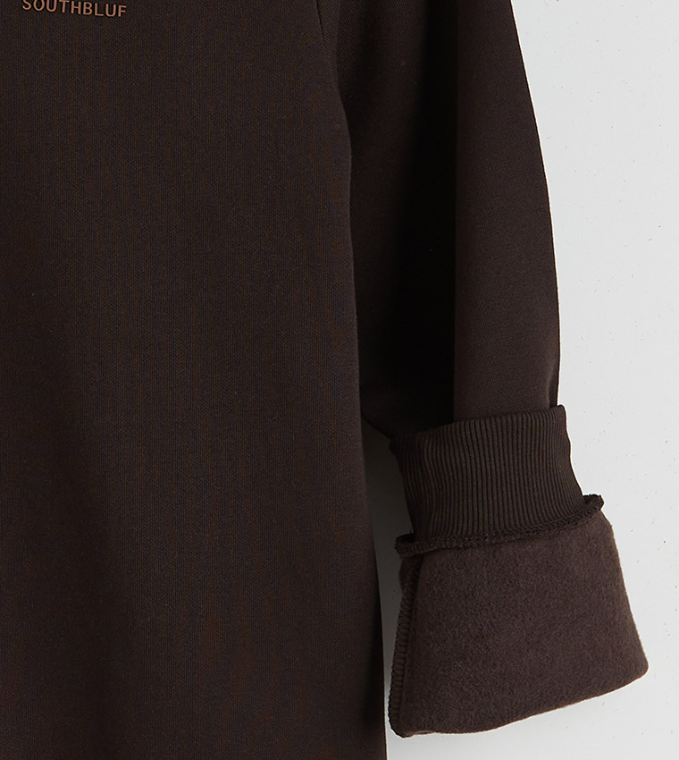 Printed Funnel Neck Thick Sweatshirt