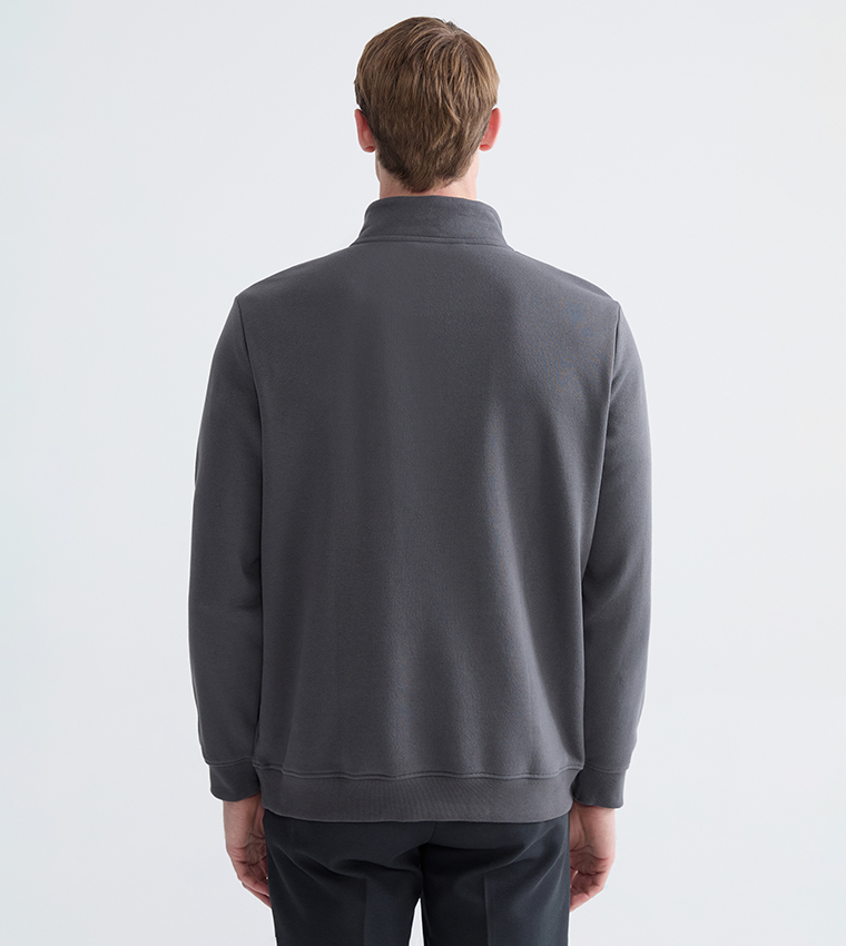 Printed Funnel Neck Thick Sweatshirt