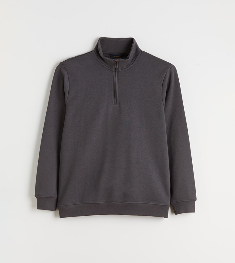 Printed Funnel Neck Thick Sweatshirt