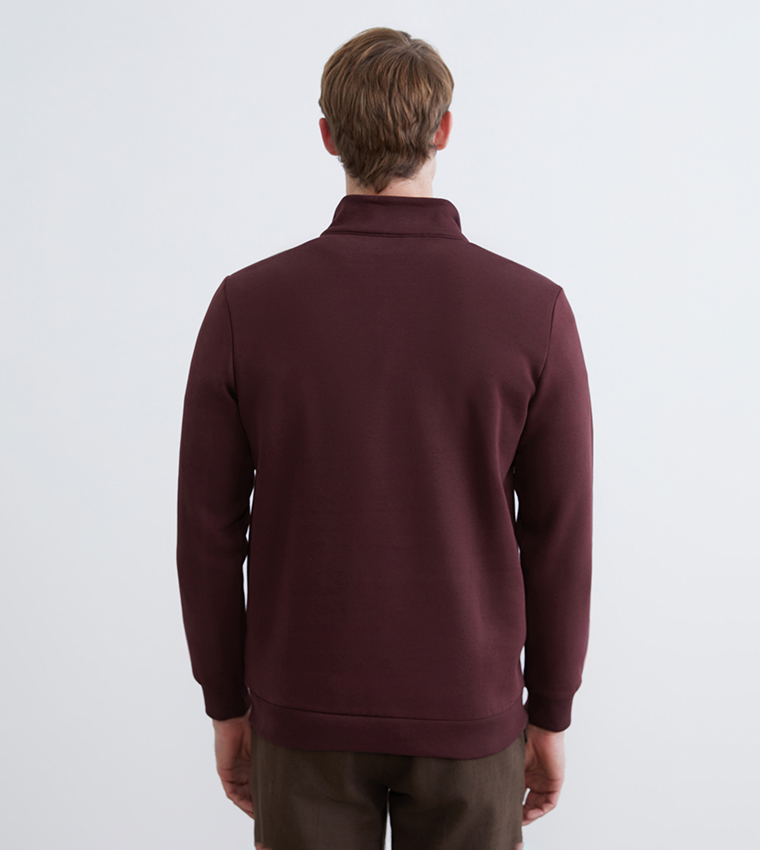 Printed Funnel Neck Thick Sweatshirt