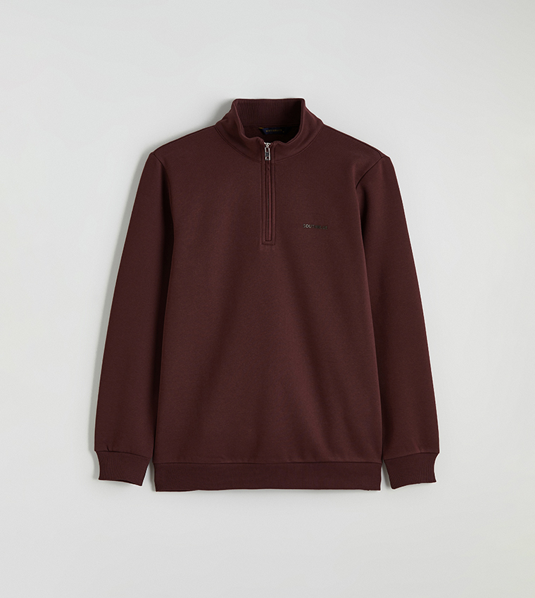 Printed Funnel Neck Thick Sweatshirt