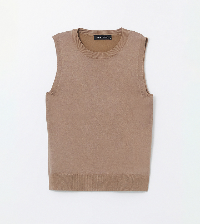 Solid Crew Neck Sweater Vest