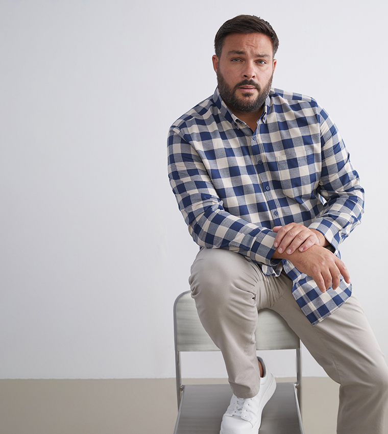 Checkered Regular Fit Long Sleeves Gabardine Shirt