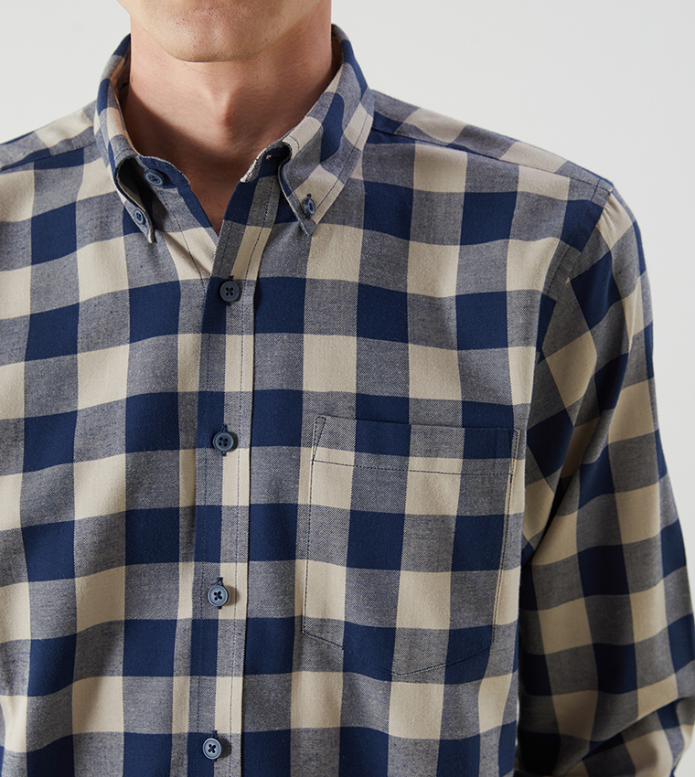 Checkered Regular Fit Long Sleeves Gabardine Shirt