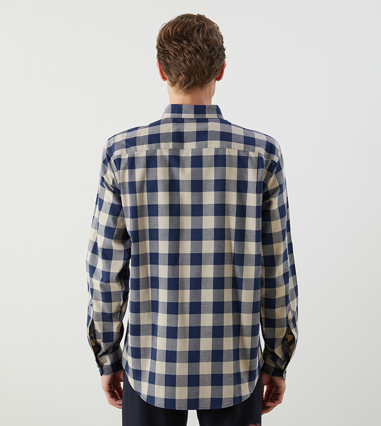 Checkered Regular Fit Long Sleeves Gabardine Shirt