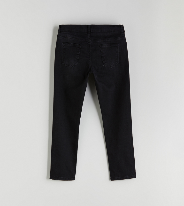 Faded Button-Closure Slim Fit Jeans