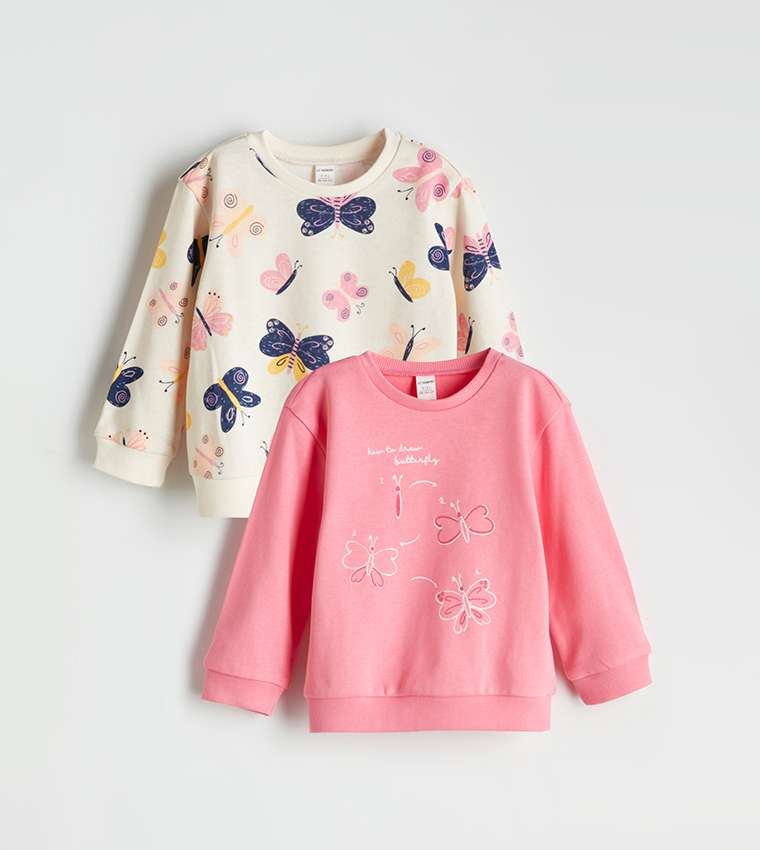 Pack of 2 Printed Crew Neck Sweatshirt