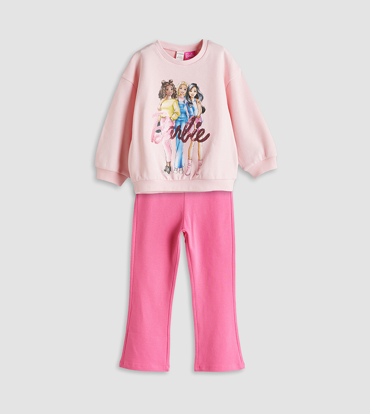 Buy LC Waikiki Barbie Printed Sweatshirt Pants Set In Pink