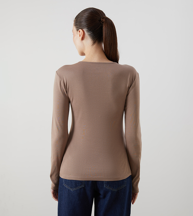 Solid Long Sleeves Casual T-Shirt