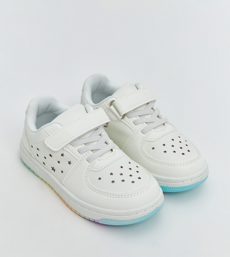 Laser Cut Detail Velcro Closure Sneakers