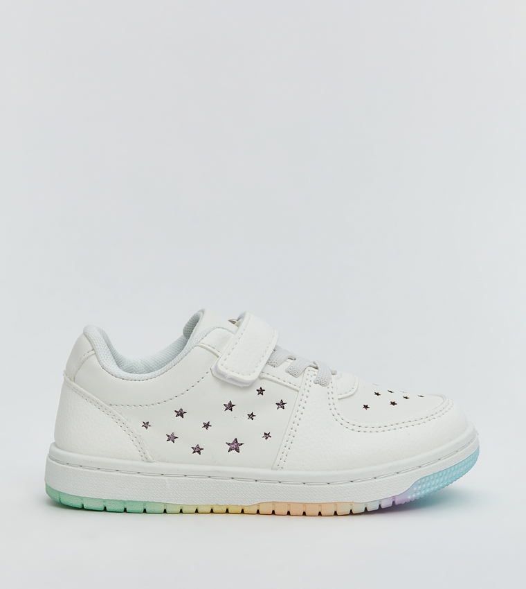 Laser Cut Detail Velcro Closure Sneakers
