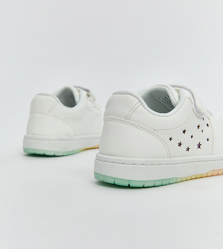 Laser Cut Detail Velcro Closure Sneakers