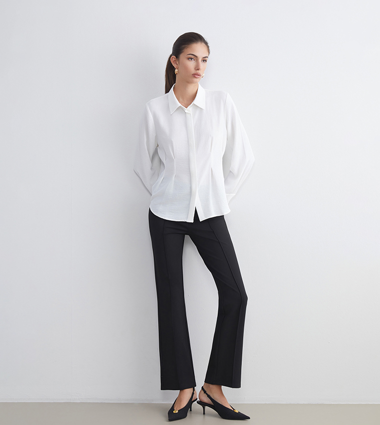 High Waist Slim Fit Flared Trousers