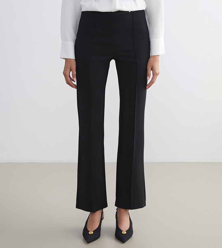 High Waist Slim Fit Flared Trousers