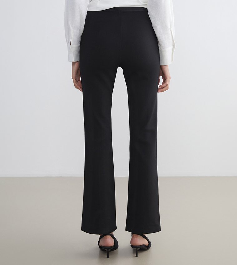 High Waist Slim Fit Flared Trousers